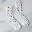 Tiepology Berry Heart Socks-White