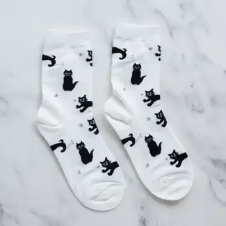 Tiepology Cat Meow Socks - White