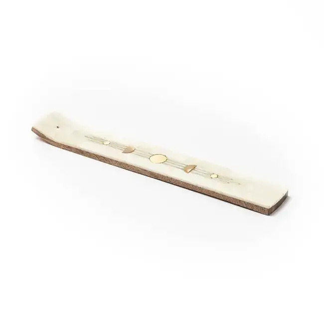 Matr Boomie Indukala Moon Phase Incense Holder - Hand Carved Wood Bone