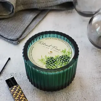 Soap and Paper Factory Roland Pine 6oz Forest Green Ribbed Glass