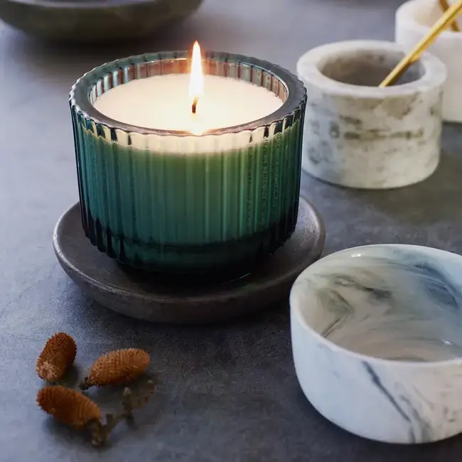 Soap and Paper Factory Roland Pine 6oz Forest Green Ribbed Glass