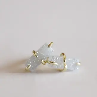 JaxKelly Earrings Druzy Bar White