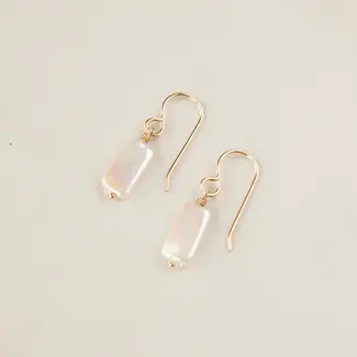 Tasi & Stowaway Pearl Rectangle Earrings - Gold