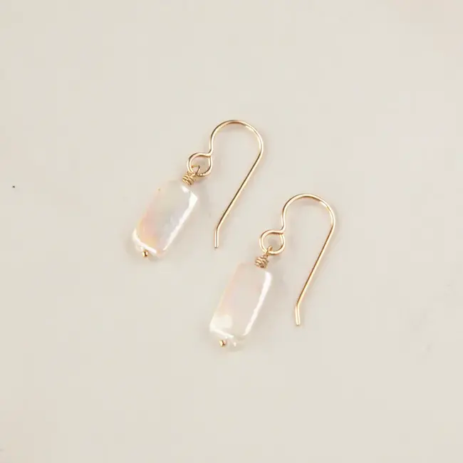 Tasi & Stowaway Pearl Rectangle Earrings - Gold