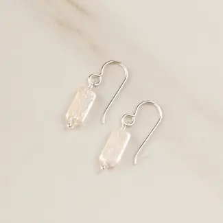 Tasi & Stowaway Pearl Rectangle Earrings - Silver