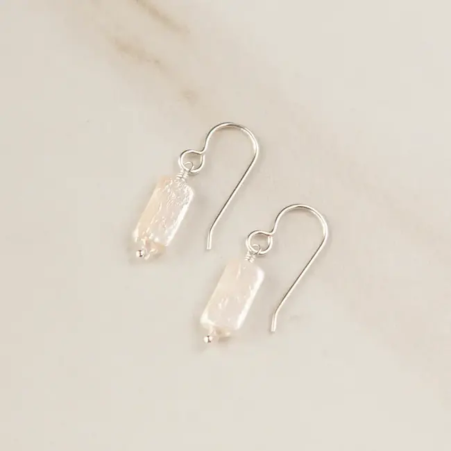 Tasi & Stowaway Pearl Rectangle Earrings - Silver