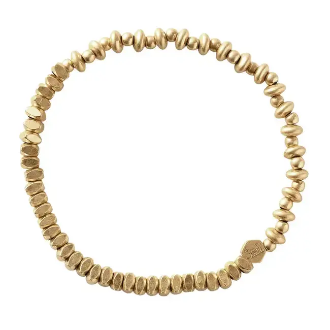 Scout Mini Metal Stacking Bracelet - Mixed Gold Beads
