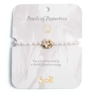 Scout Pearl Affirmation Bracelet - Protection/Gold