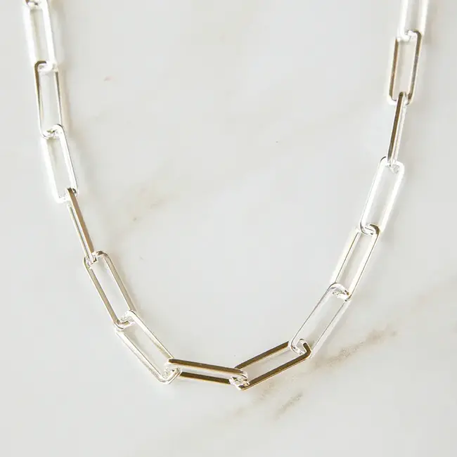Tasi & Stowaway Large Box Paperclip Chain - Bright Silver