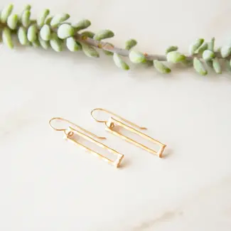 Tasi & Stowaway Open Rectangle Earrings - Gold