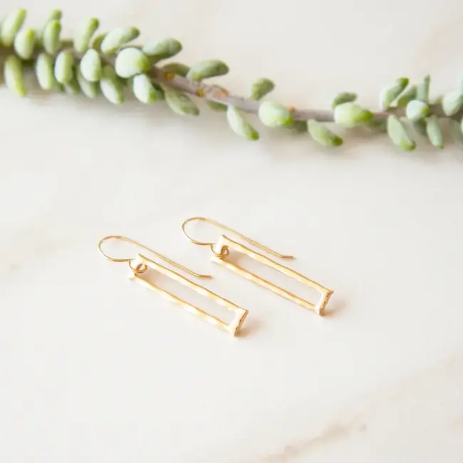 Tasi & Stowaway Open Rectangle Earrings - Gold
