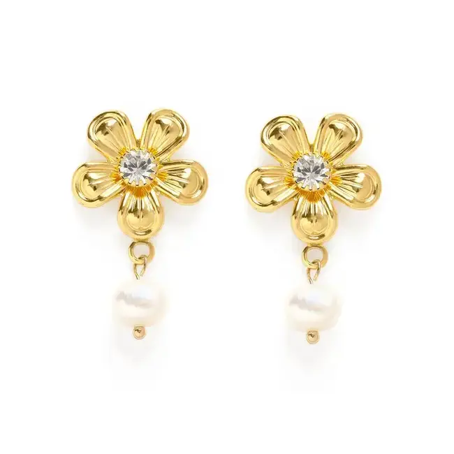 Amano Studio Vintage Flower with Pearl Stud Earrings