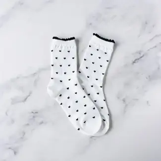 Tiepology Always Lovely Socks - White/Black Heart