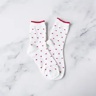 Tiepology Always Lovely Socks - White/Red Heart