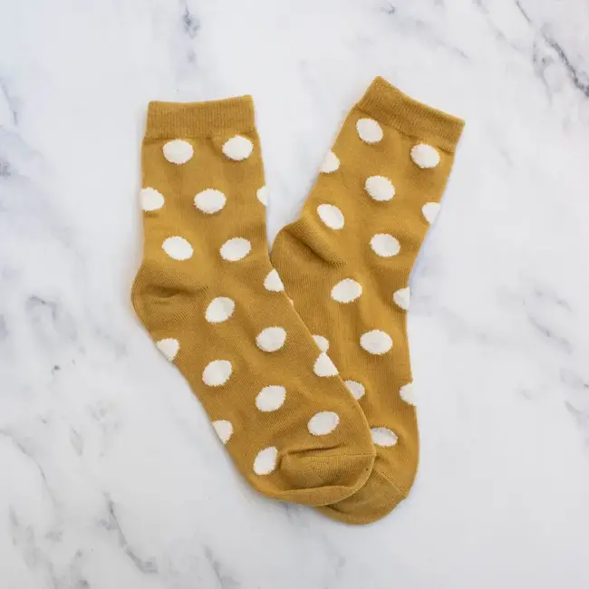 Tiepology Polka Dots Puff Socks - Mustard