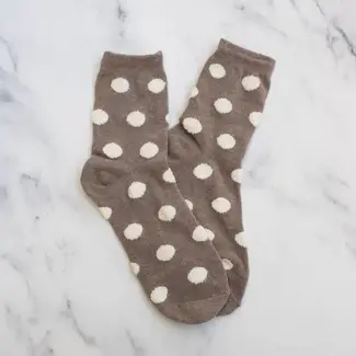 Tiepology Polka Dots Puff Socks - Mocha