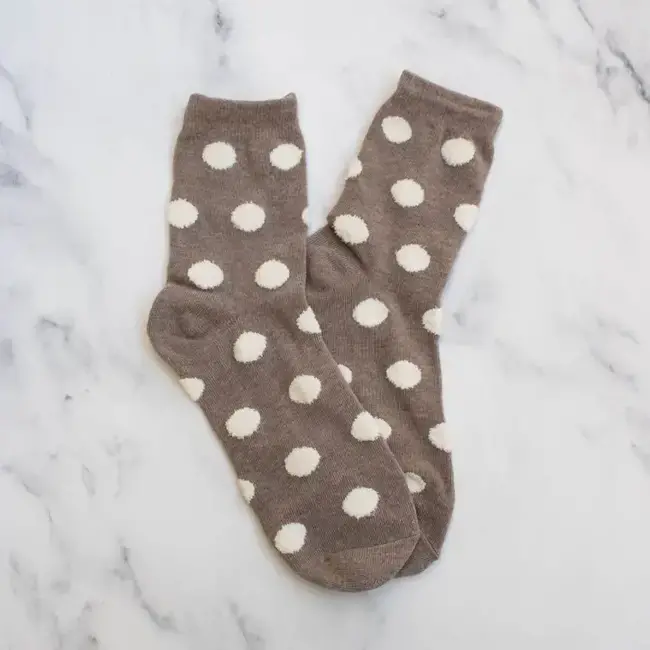 Tiepology Polka Dots Puff Socks - Mocha