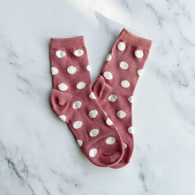 Tiepology Polka Dots Puff Socks - Pink