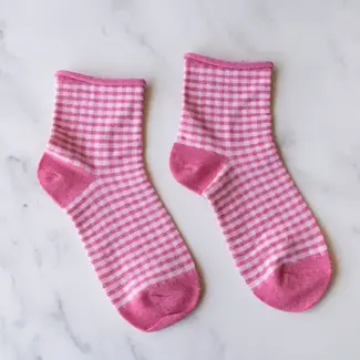 Tiepology Picnic Mid Crew Socks - Pink