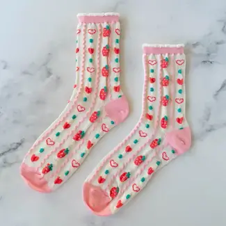Tiepology Retro Strawberry Socks - Pink