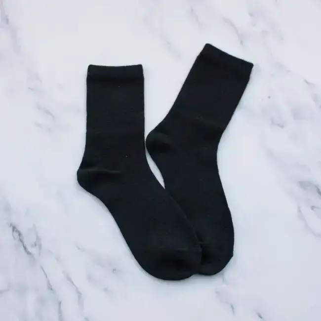 Tiepology Solid Wool Cashmere Blend Socks - Black