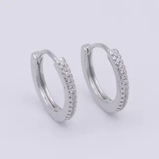 Micro Pave Silver Hoops