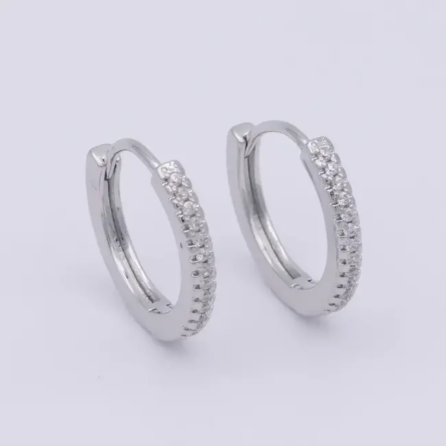 Micro Pave Silver Hoops