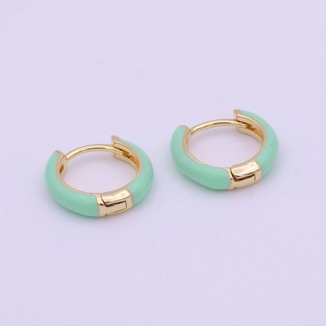 Enamel Hoop Earring 15mm - Turquoise