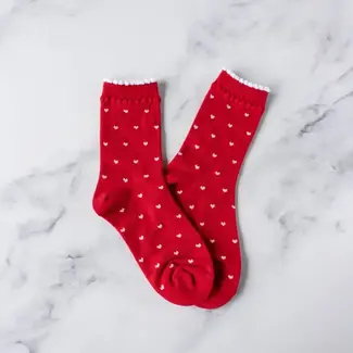 Tiepology Always Lovely Socks -Red/ White Heart