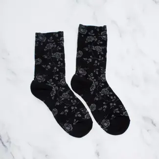 Tiepology Antique Rose Garden Socks-Black