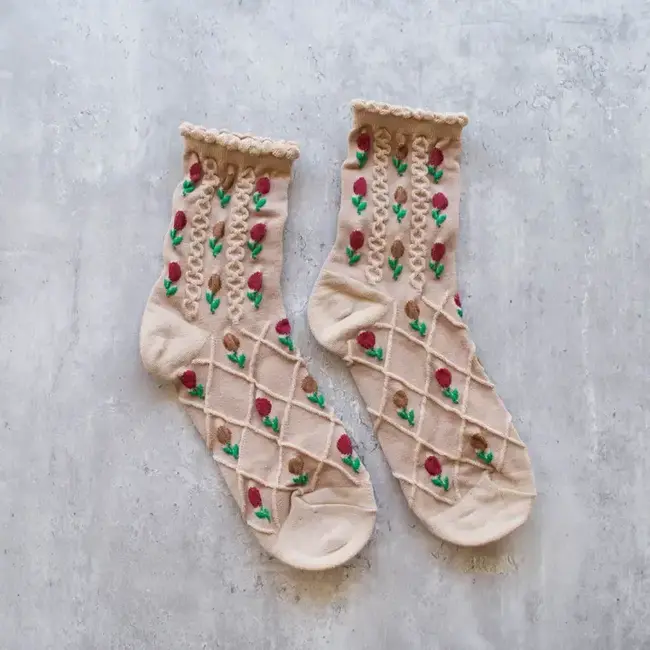 Tiepology Tulip Flower Sock-Mocha