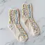 Tiepology Women's Romantic Floral Sock=Oatmeal