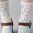 Tiepology Women's Romantic Floral Sock=Oatmeal