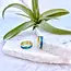 Minor Metal Jewelry Blue Opal Inlay Huggies