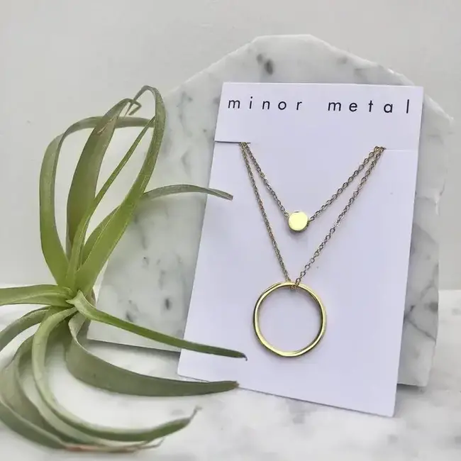 Minor Metal Jewelry Gold Circle Layered Necklace Set