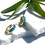 Minor Metal Jewelry Blue Opal Inlay Huggies