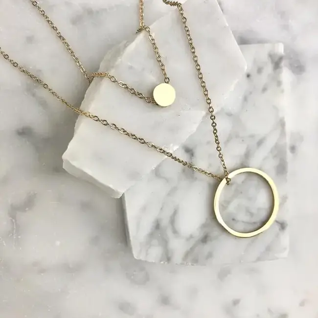 Minor Metal Jewelry Gold Circle Layered Necklace Set