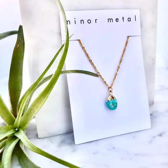 Minor Metal Jewelry Gold Dipped Turquoise Drop Necklace