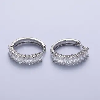 Silver CZ Small Huggie Earring