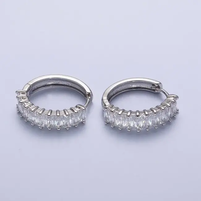Silver CZ Small Huggie Earring