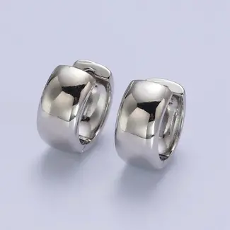 Silver 16.5mm Wide Chubby Huggie Earring