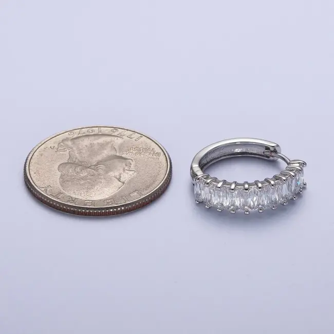 Silver CZ Small Huggie Earring