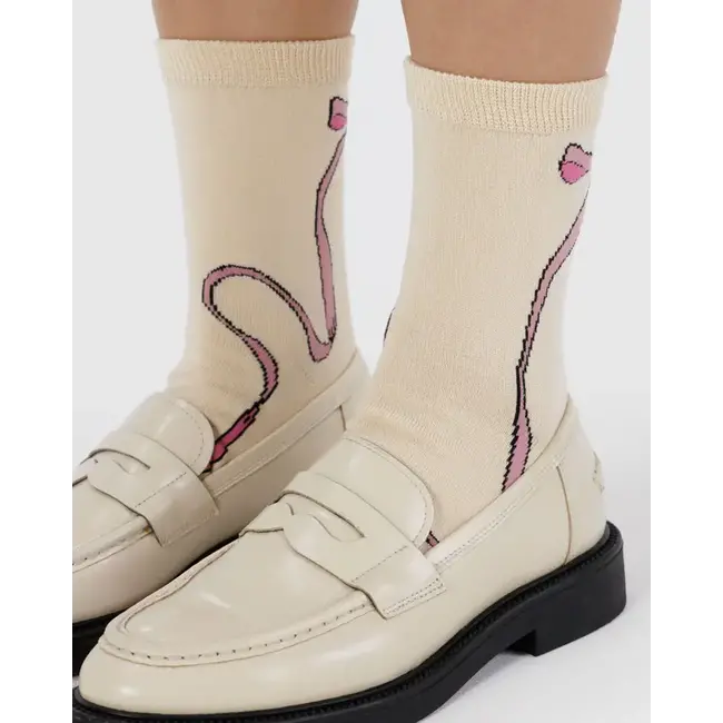 Baggu Crew Sock- Pink Bow