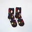 Tiepology Ella Floral Casual Socks- Dark Brown