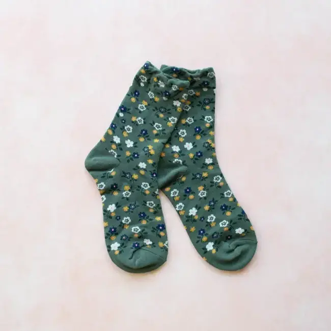 Tiepology Garden Flower Socks- Green