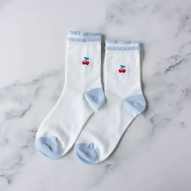 Tiepology Mini Cherry Socks- Ivory
