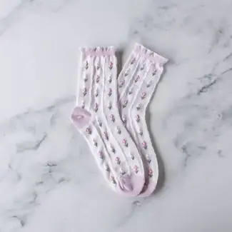 Tiepology Pastel Floral Socks- Pink