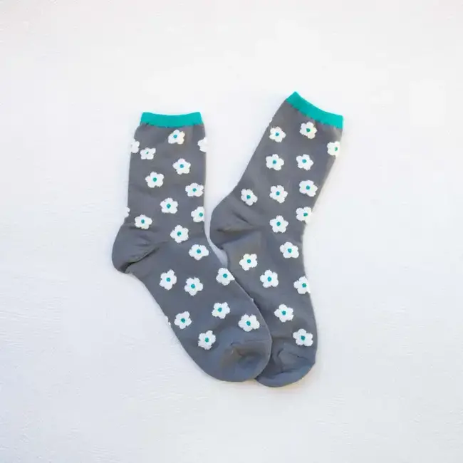 Tiepology Pastel Color Mix Floral Socks- Grey