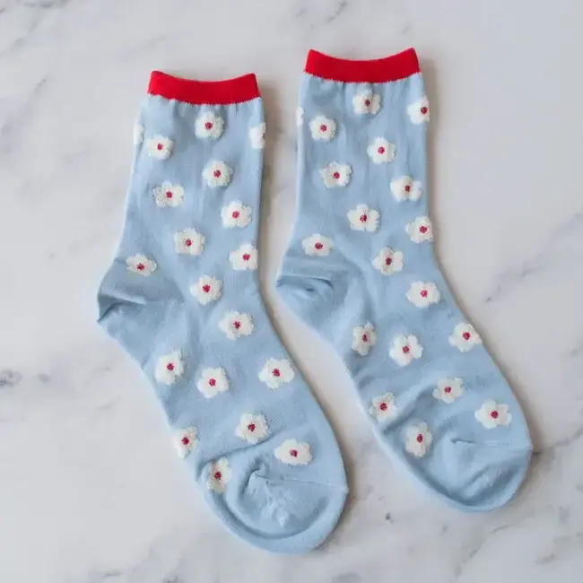 Tiepology Pastel Color Mix Floral Socks- Sky
