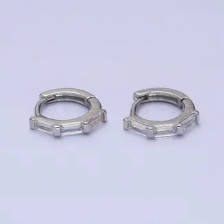 Mini Baguette Hoops-Silver